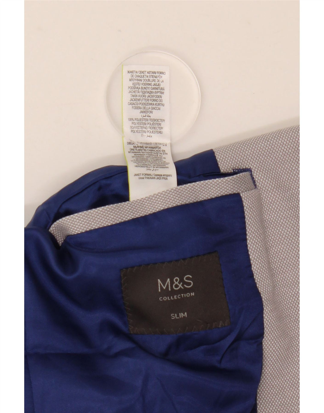 Marks & Spencer Herren-Blazer mit 2 Knöpfen, schmal, UK 40, Größe L, grau, Polyester