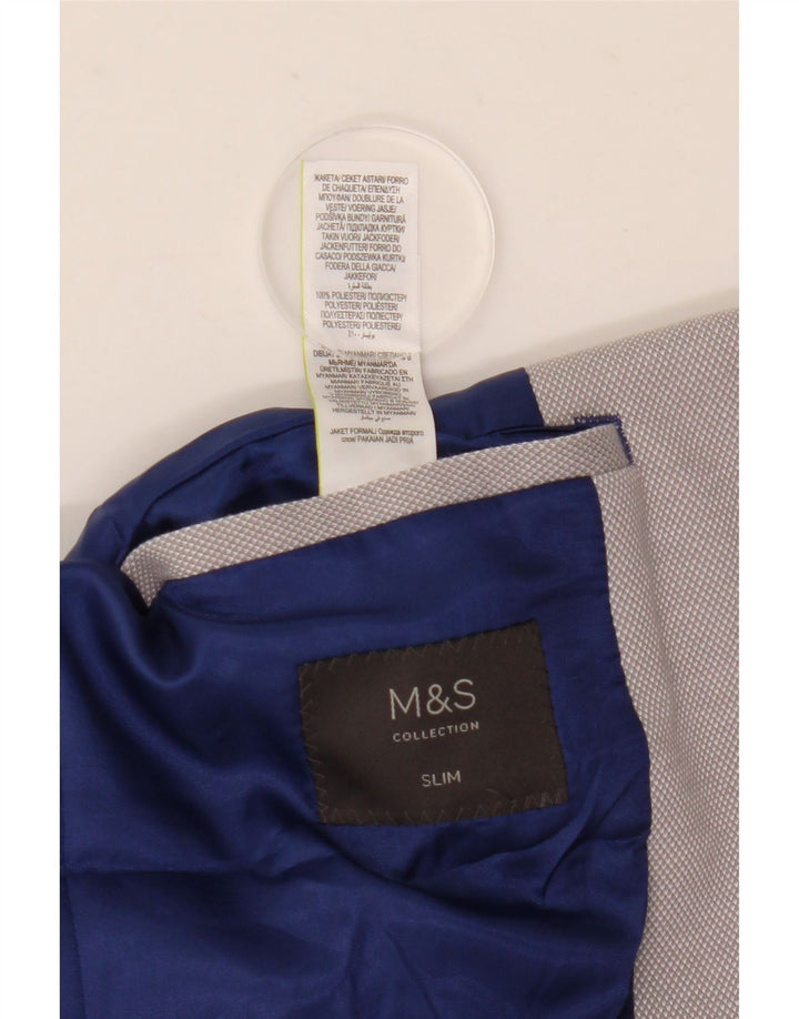 Marks & Spencer Herren-Blazer mit 2 Knöpfen, schmal, UK 40, Größe L, grau, Polyester