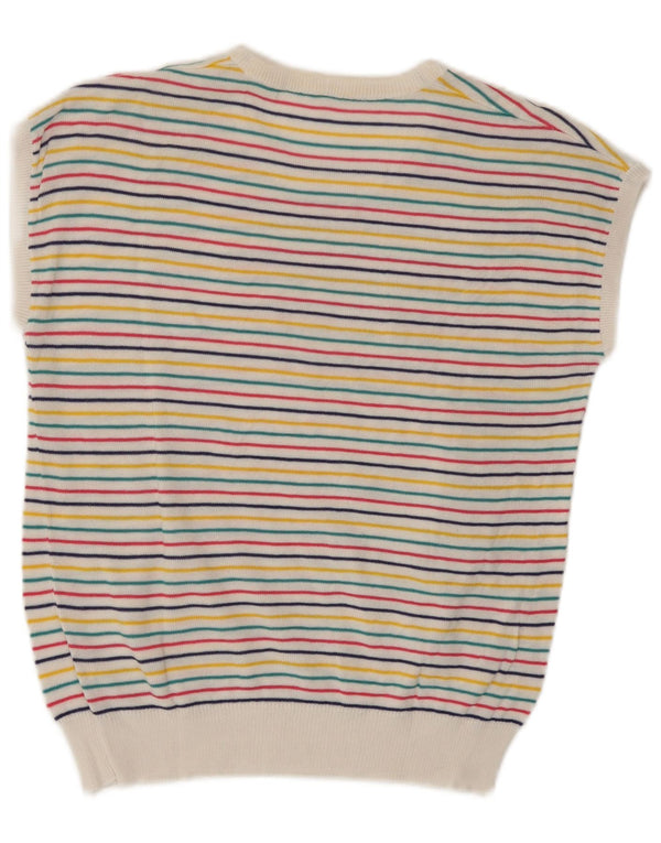 Vintage Damen Weste Tank Top UK 10 Klein Mehrfarbig gestreift