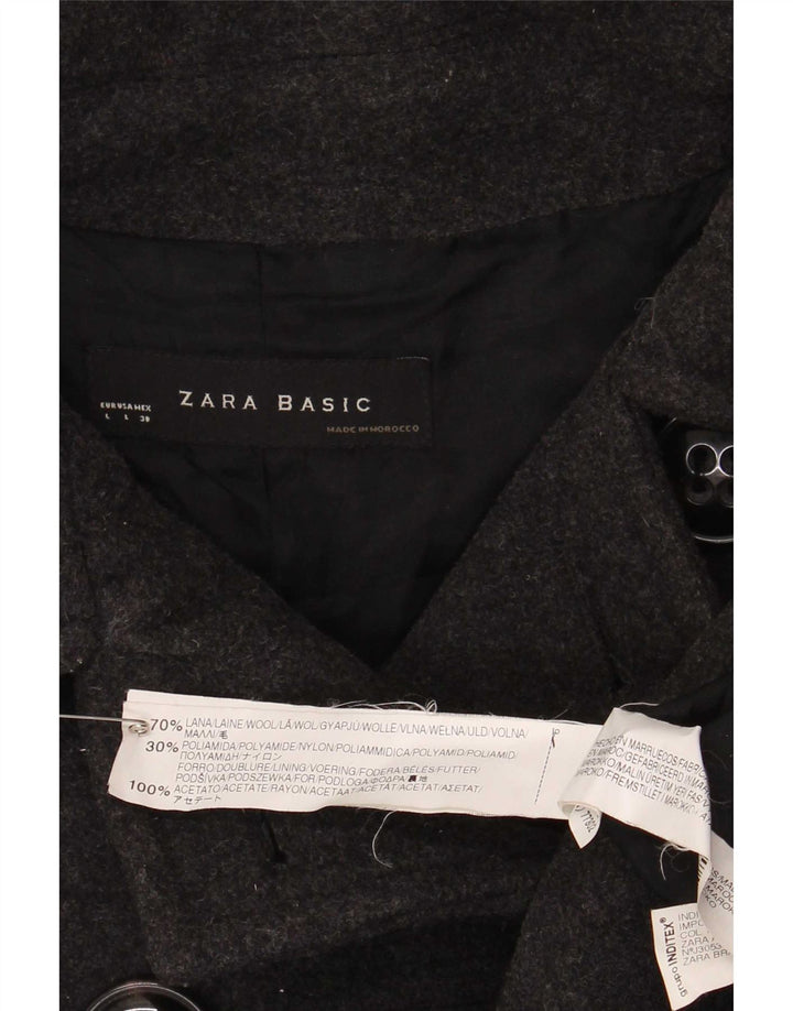 Zara Damen Pea Coat UK 14 Große graue Wolle