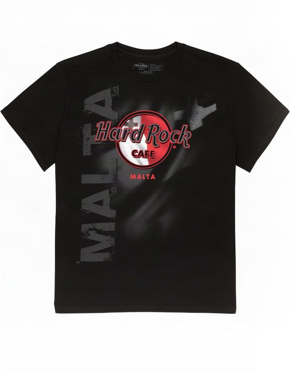 Hard Rock Cafe Herren Malta Grafik-T-Shirt aus mittelschwarzer Baumwolle