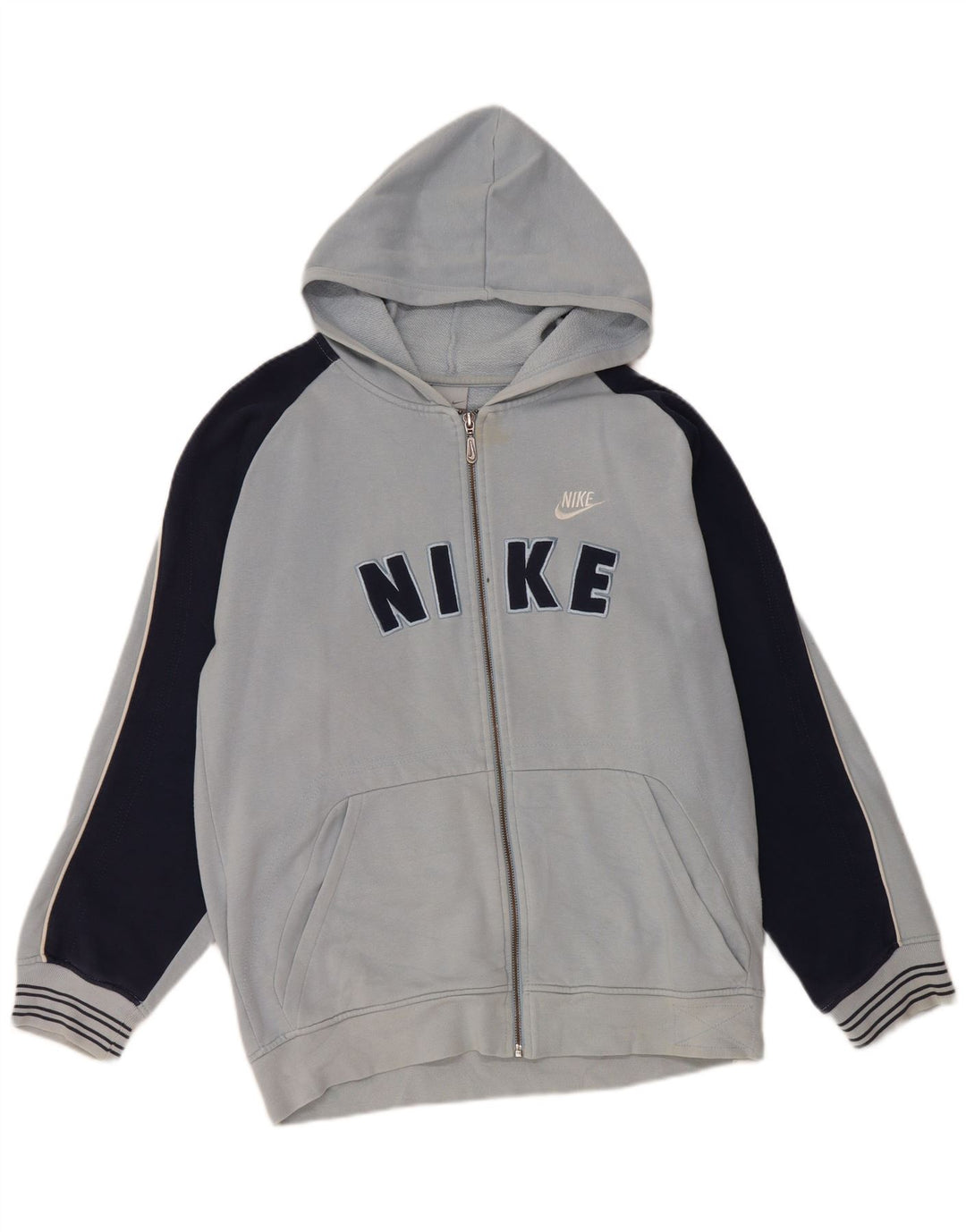 Nike Jungen-Kapuzenpullover mit grafischem Reißverschluss, 13–14 Jahre, XL, blaue Farbblock-Baumwolle