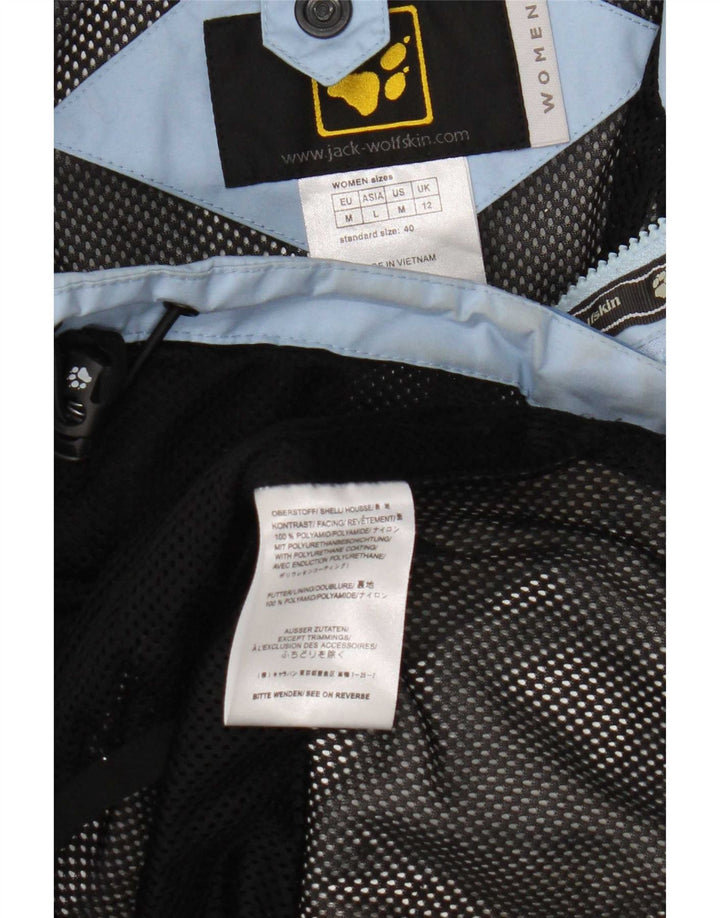 Jack Wolfskin Damen Regenjacke mit Kapuze UK 12 Mittelblaues Polyamid