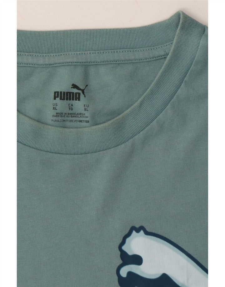 PUMA Mens Graphic T-Shirt Top XL Blue Cotton Vintage Puma and Second-Hand Puma from Messina Hembry 