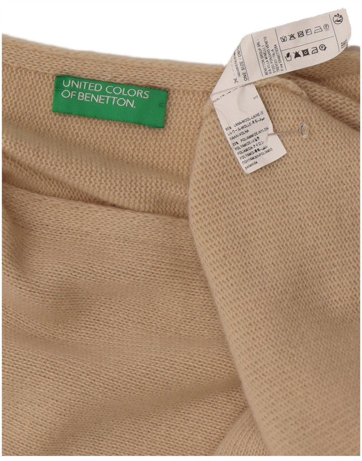 Benetton Asymmetrischer Poncho-Pullover für Damen, Einheitsgröße, beige Wolle
