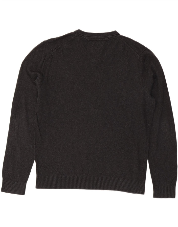 TOMMY HILFIGER Herren-Pullover mit V-Ausschnitt, XL, graue Baumwolle