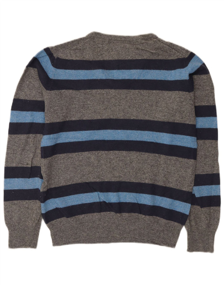 Puma Herren-Pullover mit V-Ausschnitt, klein, graue Farbblock-Lammwolle