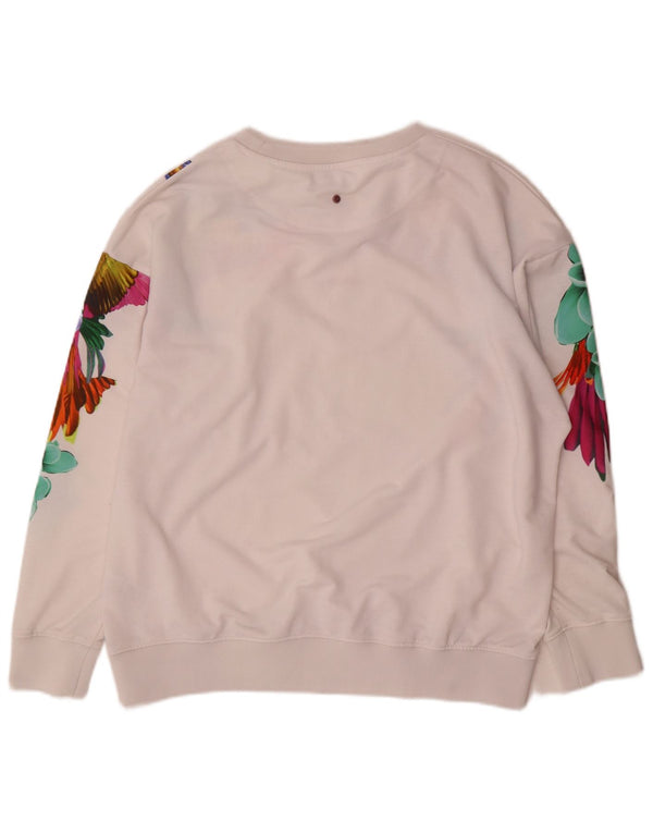 Mistral Damen-Sweatshirt-Pullover, Größe 44, mittelweiß, hawaiianisches Blumenmuster