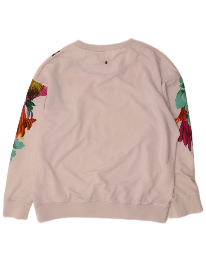 Mistral Damen-Sweatshirt-Pullover, Größe 44, mittelweiß, hawaiianisches Blumenmuster