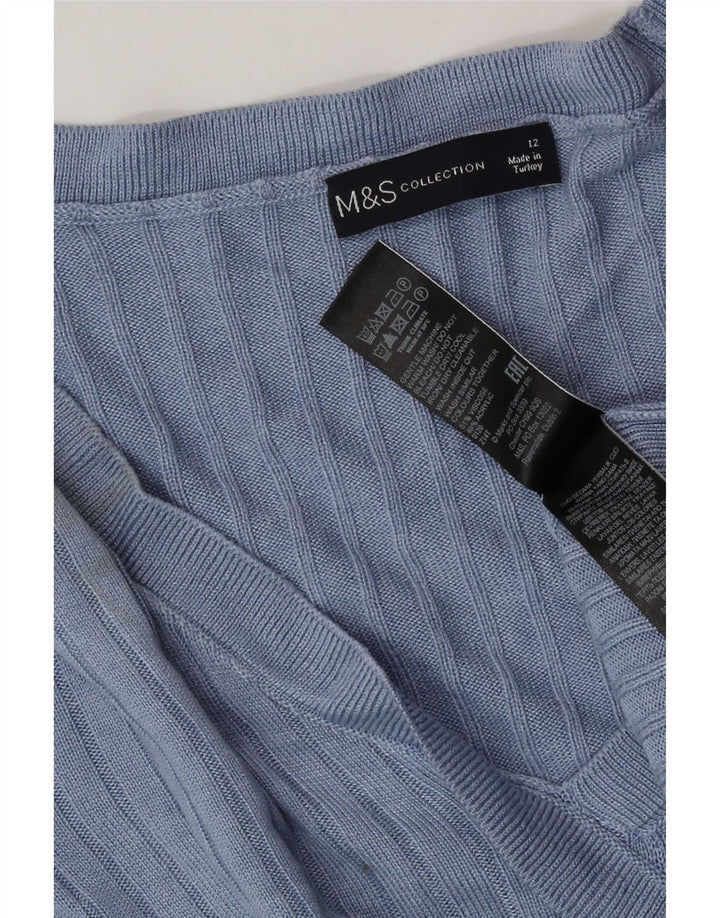 Marks & Spencer Damen Crop Bluse Top UK 12 Mittelblaue Viskose