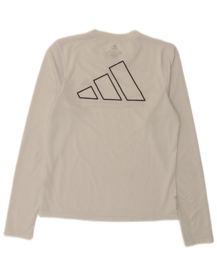 Adidas Damen Graphic Top Langarm UK 8/10 Small Weiß Polyester