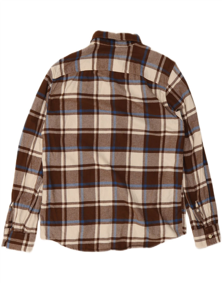 American Eagle Herren-Flanellhemd aus mittelbraun karierter Baumwolle