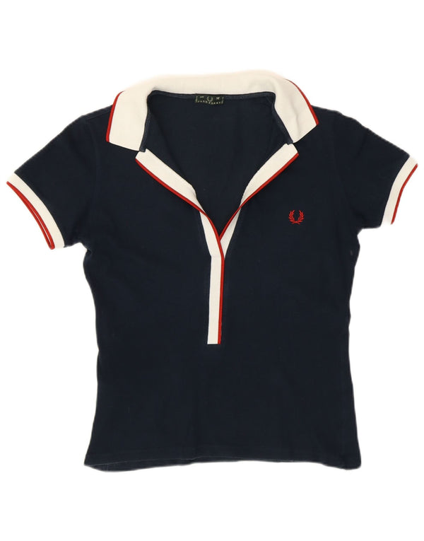 FRED PERRY Damen Poloshirt UK 12 Medium Marineblau