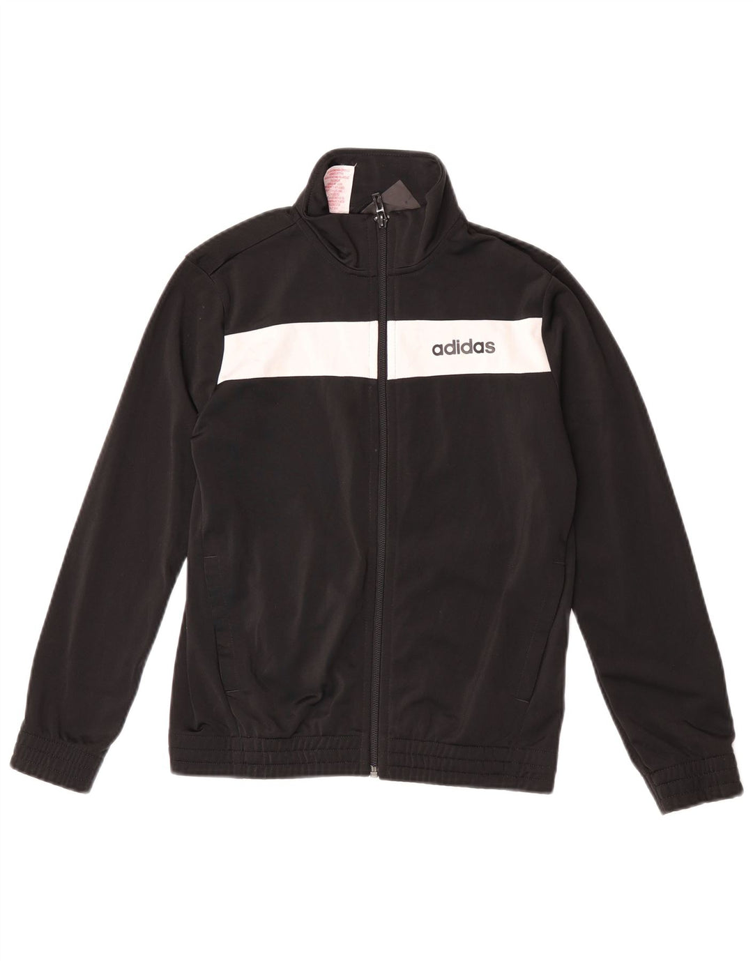 ADIDAS Jungen-Trainingsanzug-Top-Jacke, 10–11 Jahre, schwarzes Farbblock-Polyester