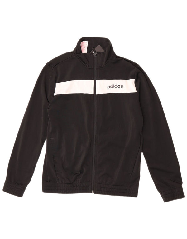 ADIDAS Jungen-Trainingsanzug-Top-Jacke, 10–11 Jahre, schwarzes Farbblock-Polyester
