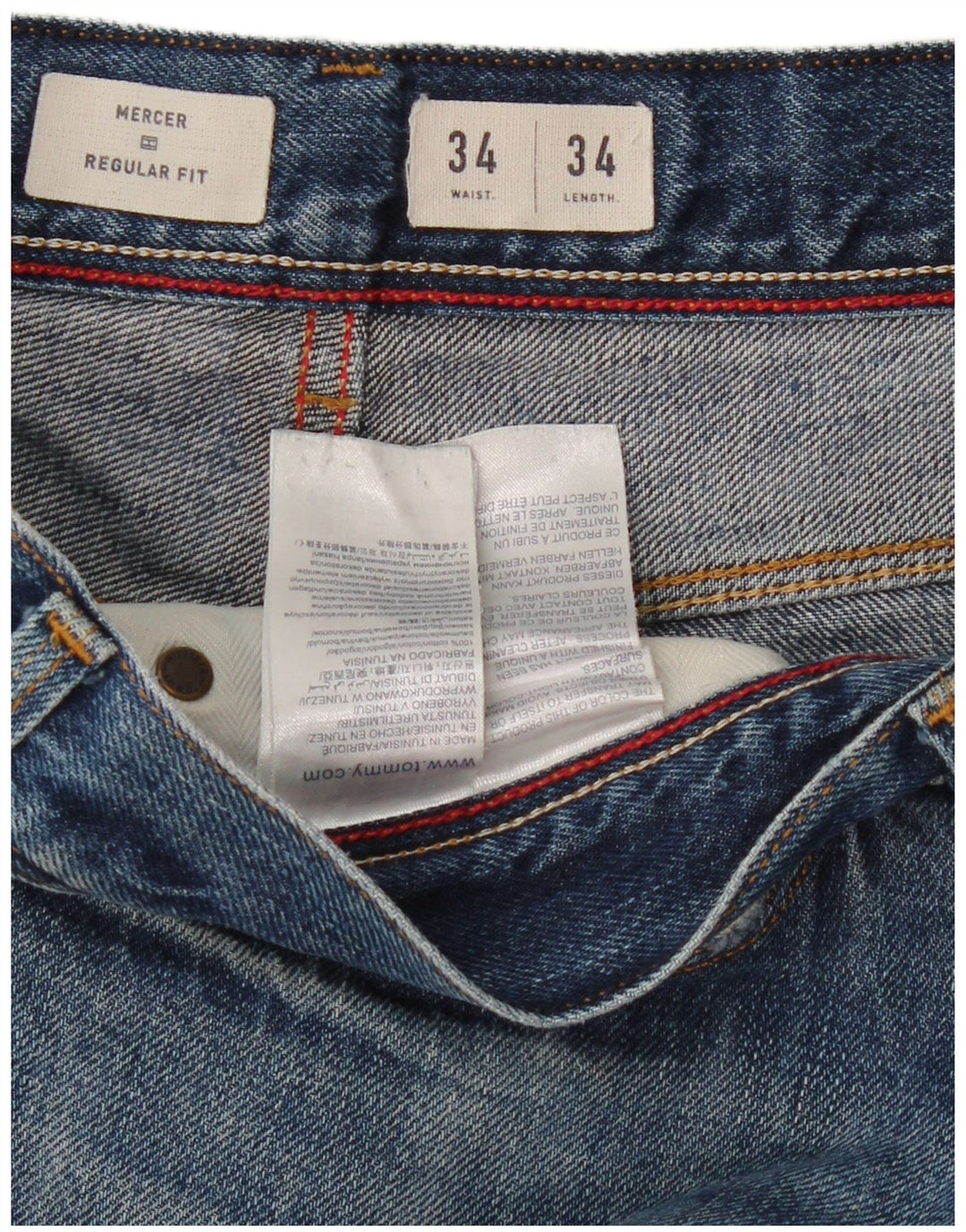 TOMMY HILFIGER Herren Mercer Regular Fit Straight Jeans W34 L34 Blaue Baumwolle