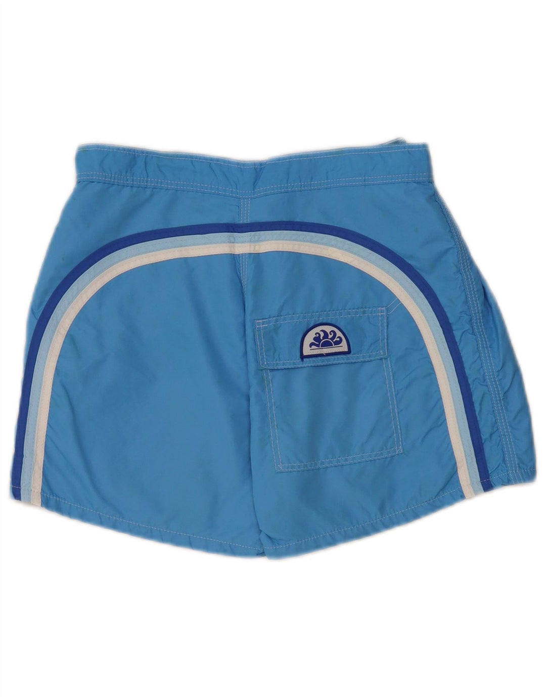 Sundek Herren-Badeshorts aus mittelblau gestreiftem Nylon