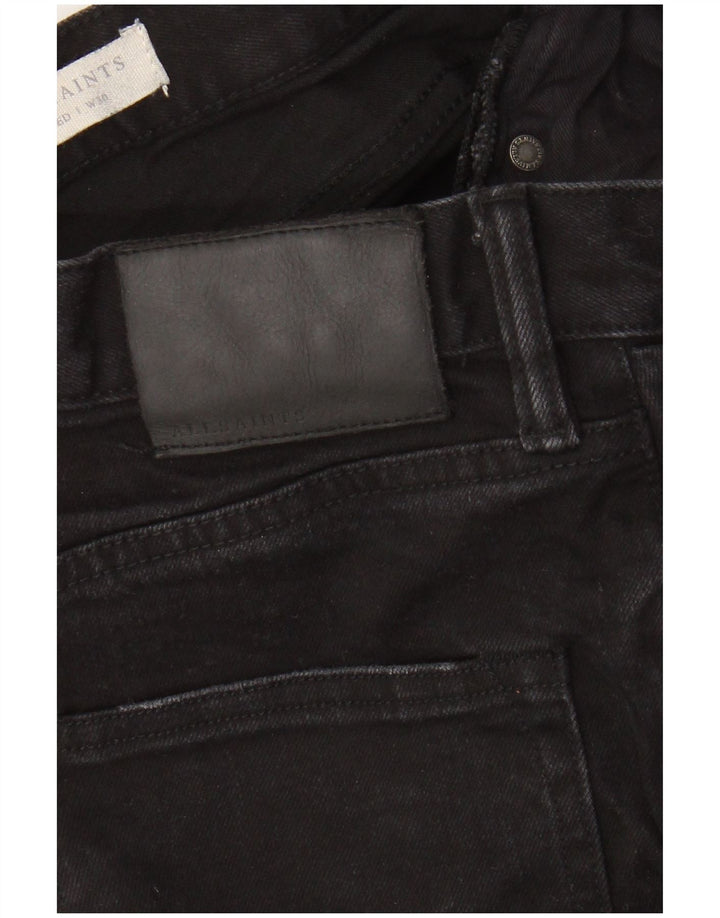 ALL SAINTS Herren REED Slim Jeans W30 L31 Schwarze Baumwolle