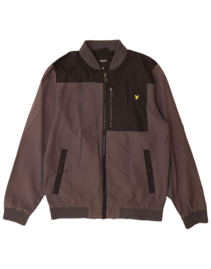 Lyle & Scott Bomberjacke für Jungen, 14–15 Jahre, graue Colourblock-Baumwolle