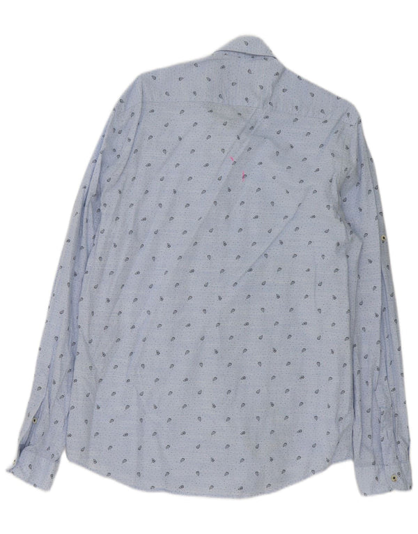 Zara Mens Relaxed Fit Shirt Large Blue Paisley Cotton