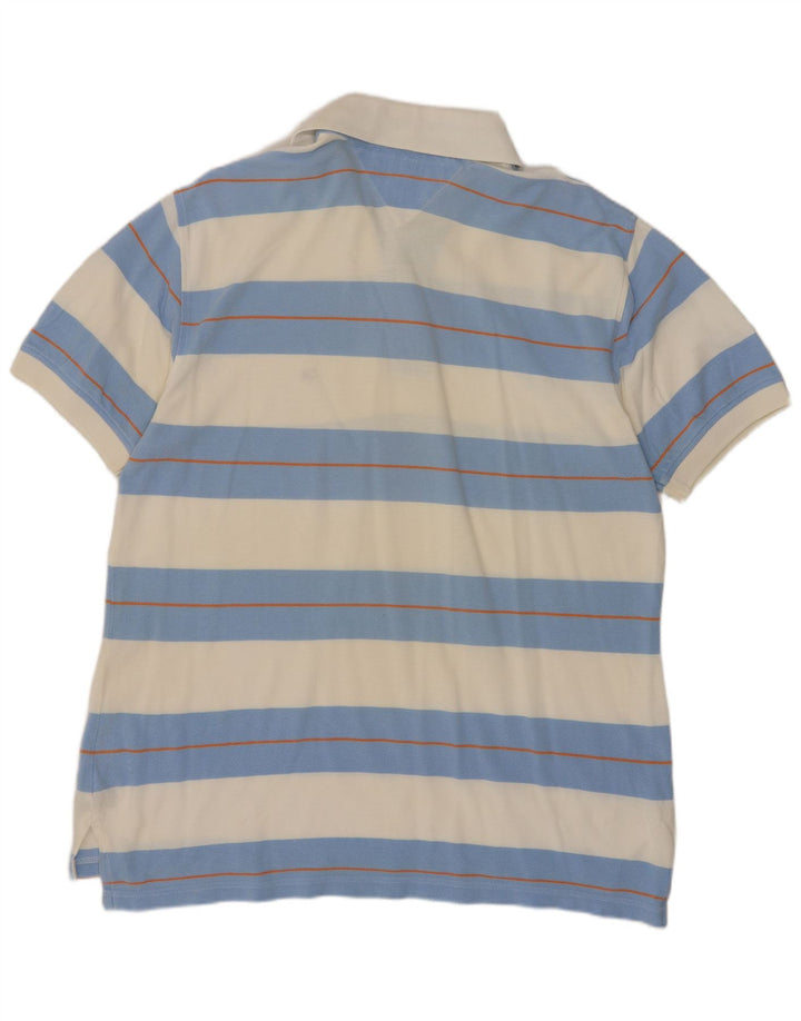 Tommy Hilfiger Herren-Poloshirt aus mittelweißer, gestreifter Baumwolle