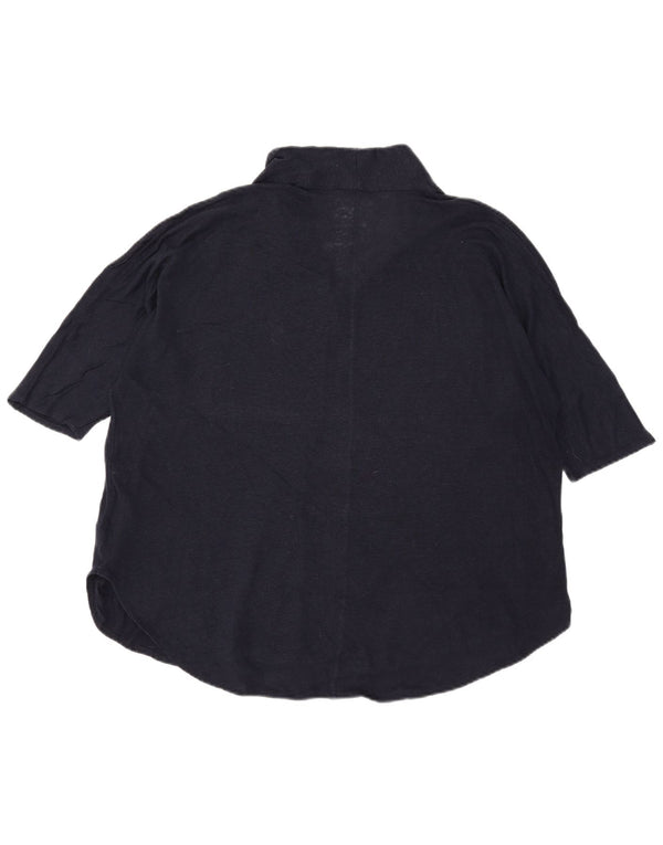 Massimo Dutti Damen Bluse Top UK 18 XL Marineblau Leinen