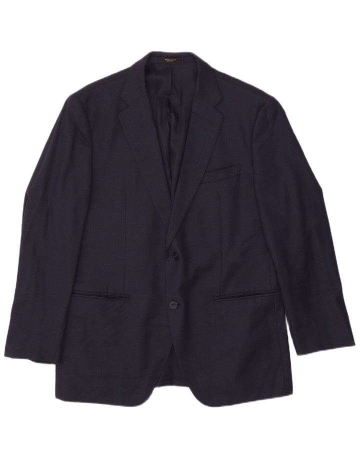 Massimo Dutti Herren-Blazer mit 2 Knöpfen, EU 54, XL, marineblaue Wolle