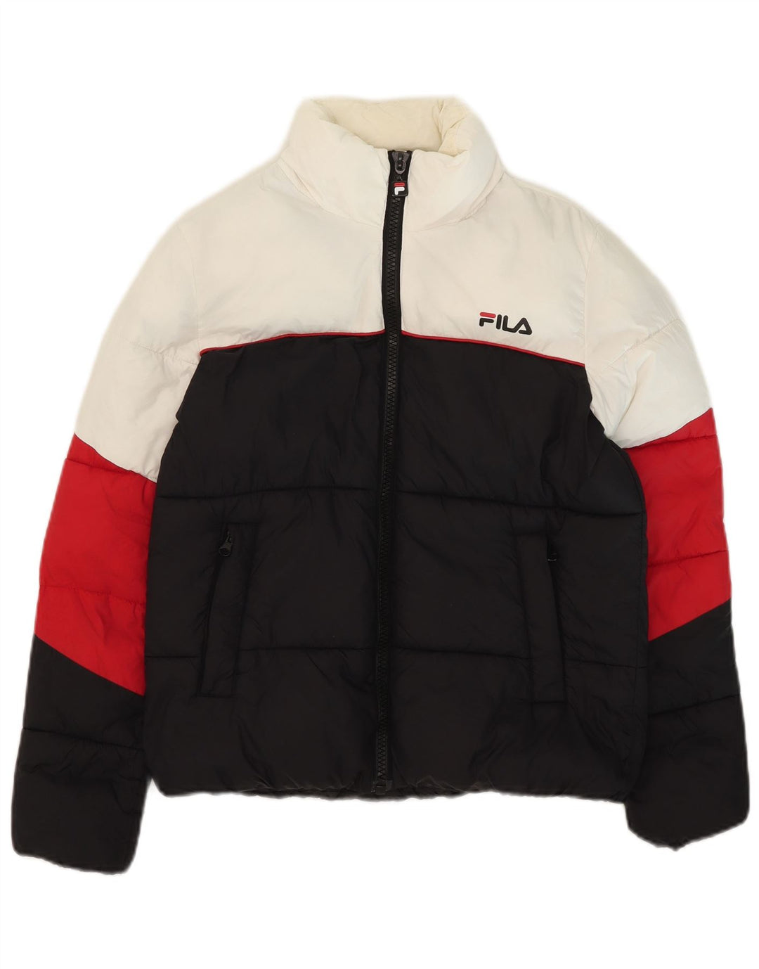 Fila Wattierte Jacke mit Kapuze für Jungen, 13–14 Jahre, mehrfarbiges Colourblock-Nylon