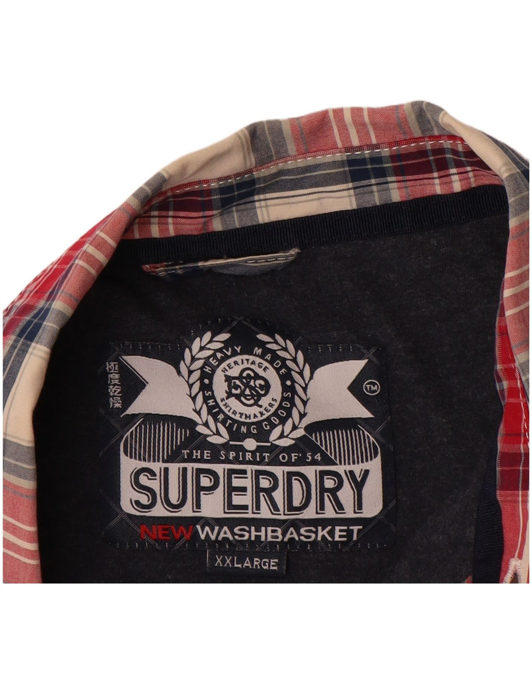 SUPERDRY Herrenhemd 2XL rot kariert Baumwolle