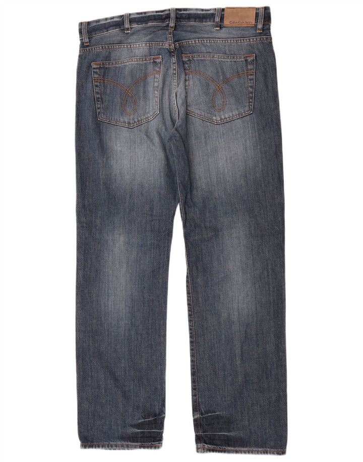Calvin Klein Herren Straight Jeans W36 L32 Blaue Baumwolle