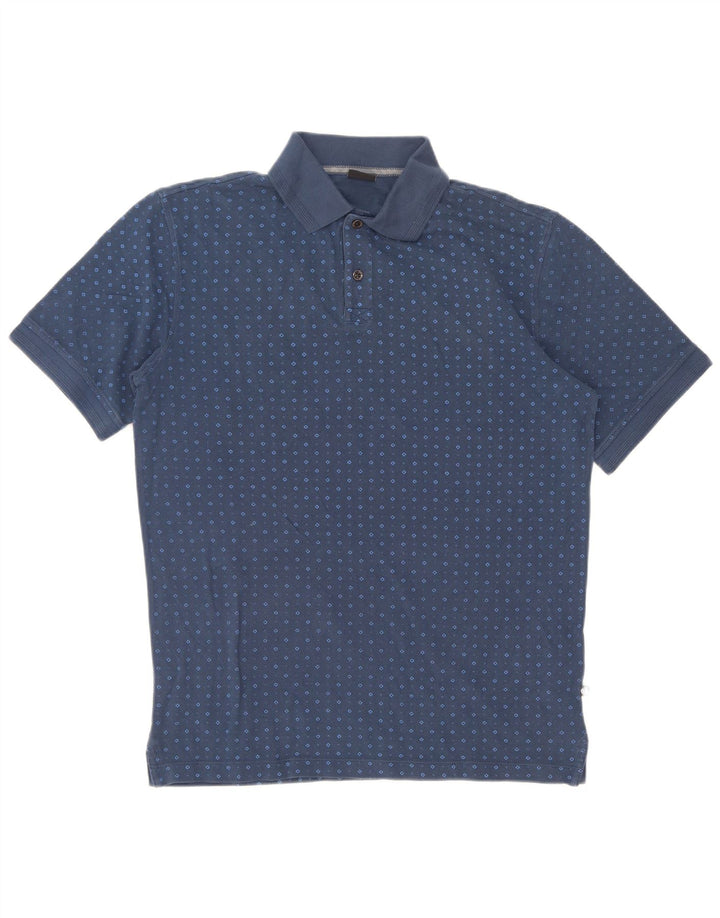 Bugatti Herren-Poloshirt aus mittelblau gepunkteter Baumwolle