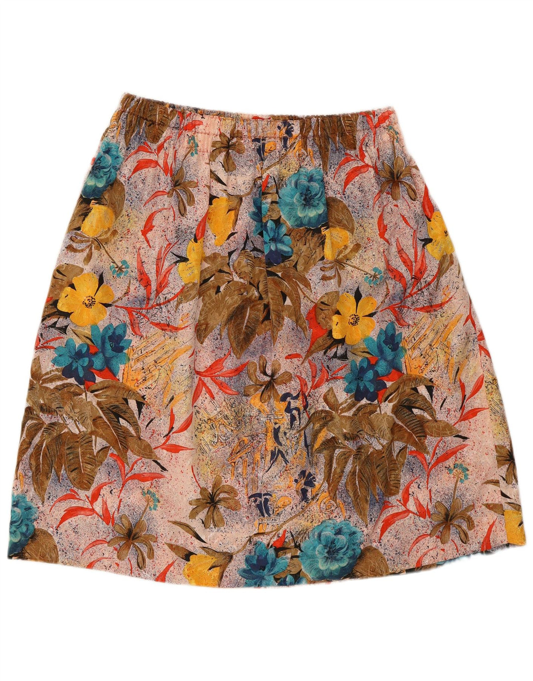 Vintage Damen grafischer A-Linienrock W30 Medium Mehrfarbig geblümt