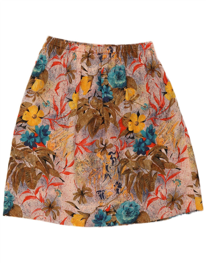 Vintage Damen grafischer A-Linienrock W30 Medium Mehrfarbig geblümt