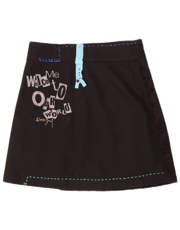 Desigual Damen grafischer A-Linien-Rock EU 38 Medium W30 Schwarz geblümt