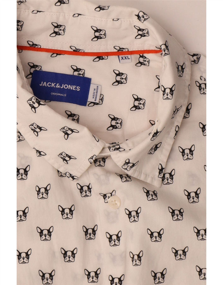 JACK & JONES Herrenhemd 2XL weiß gepunktete Baumwolle