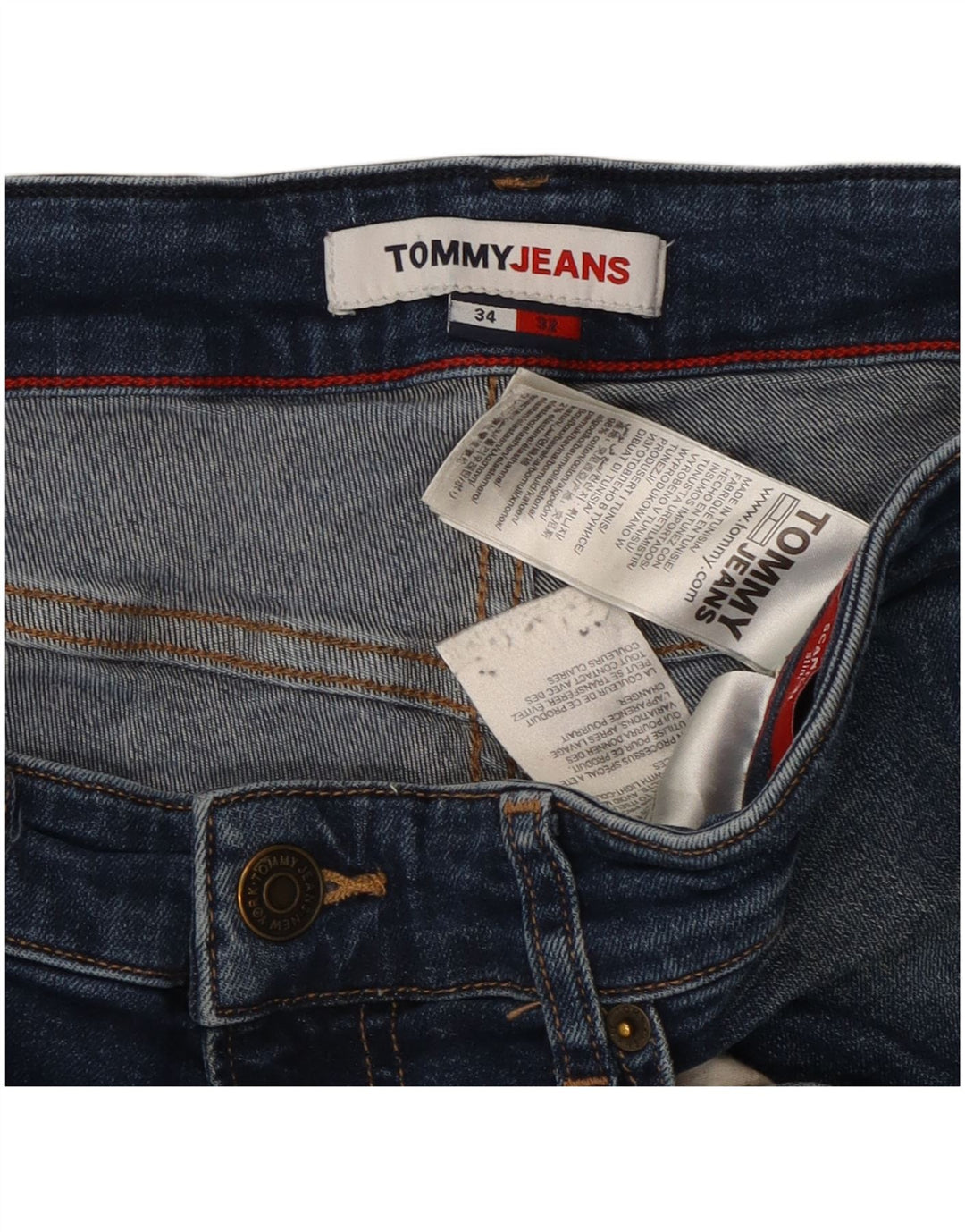 TOMMY HILFIGER Herren Slim Jeans W34 L32 Blaue Baumwolle