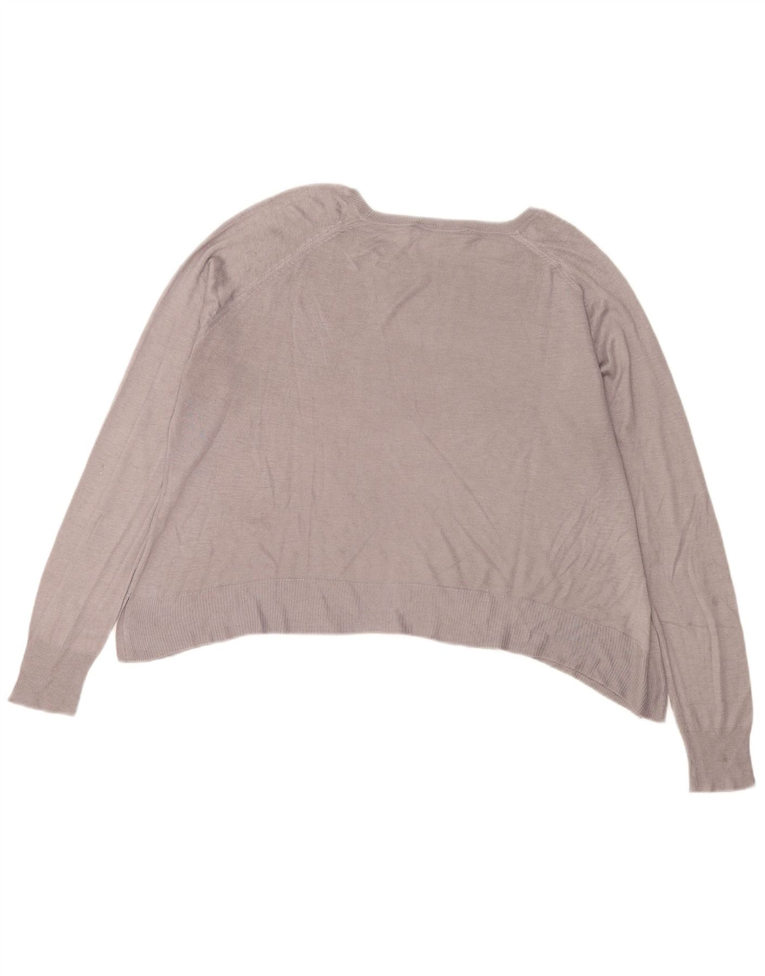 ZARA Damen Crop-Pullover mit übergroßem U-Boot-Ausschnitt, Gr. 14, Mittelgrau