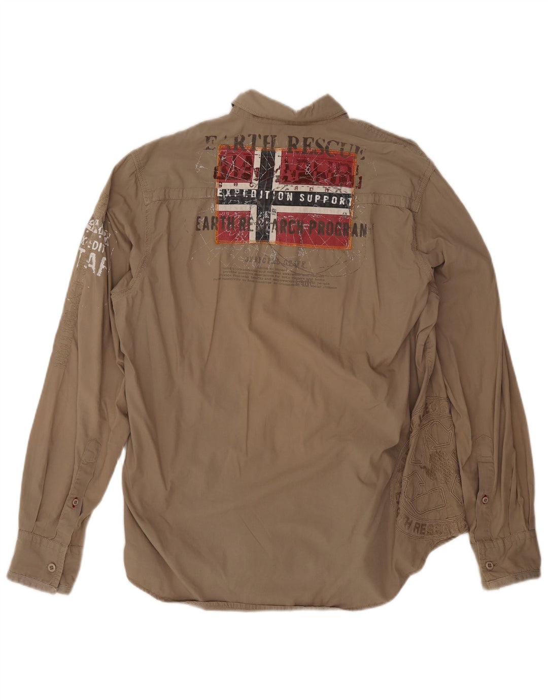 Napapijri Herren Grafikhemd XL Khaki Baumwolle
