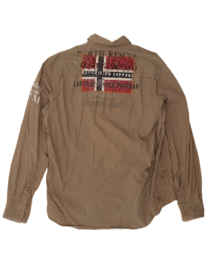 Napapijri Herren Grafikhemd XL Khaki Baumwolle