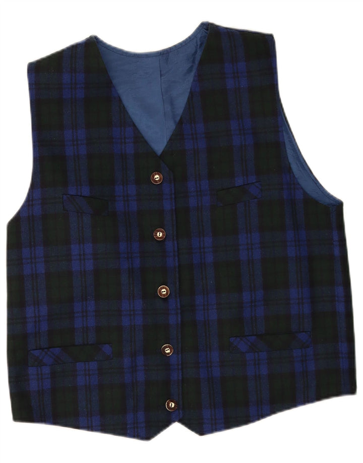 Hammerschmid Damen Weste UK 18 XL Blau karierte Schurwolle