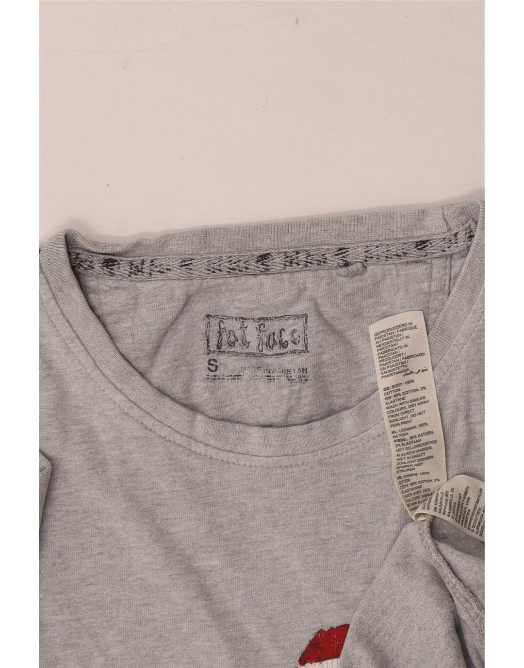 Fat Face Herren-T-Shirt mit Grafik, Größe S, grau gesprenkelte Baumwolle