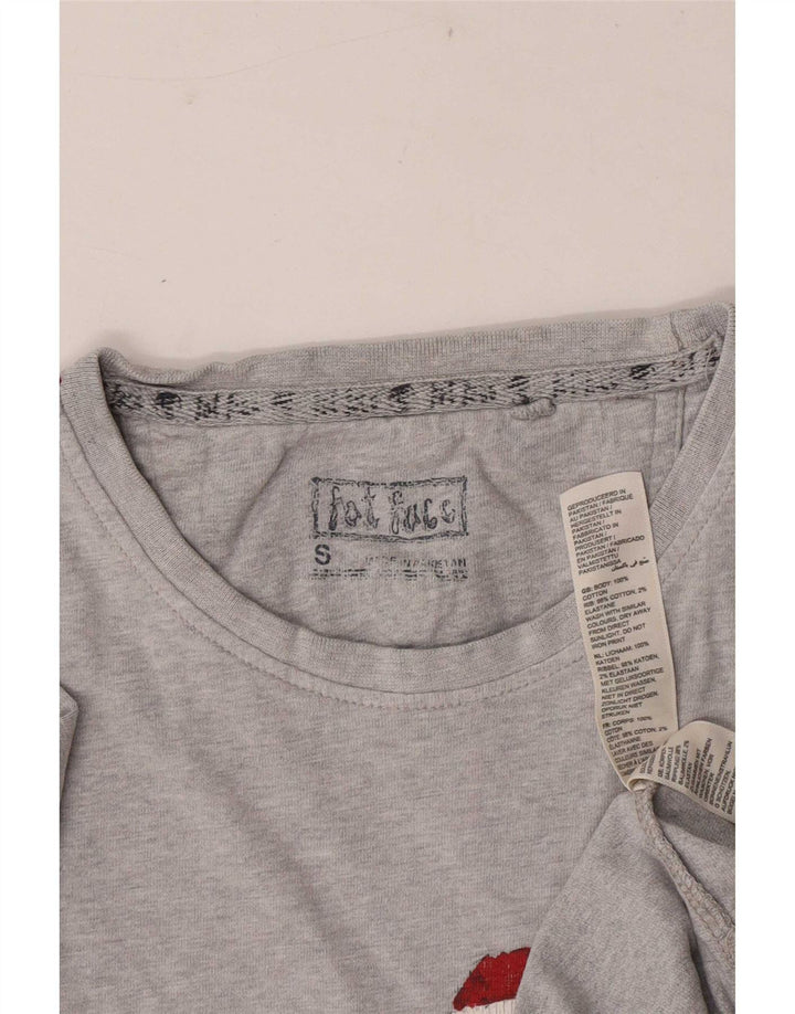 Fat Face Herren-T-Shirt mit Grafik, Größe S, grau gesprenkelte Baumwolle