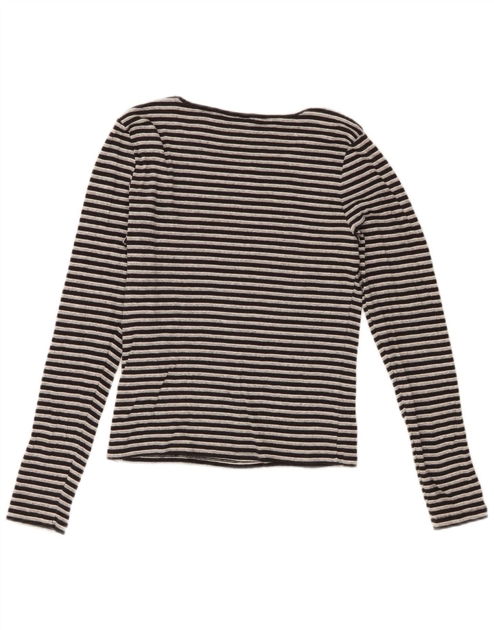 Levi's Damen Crop Top Langarm UK 12 Mittelschwarz gestreift Baumwolle