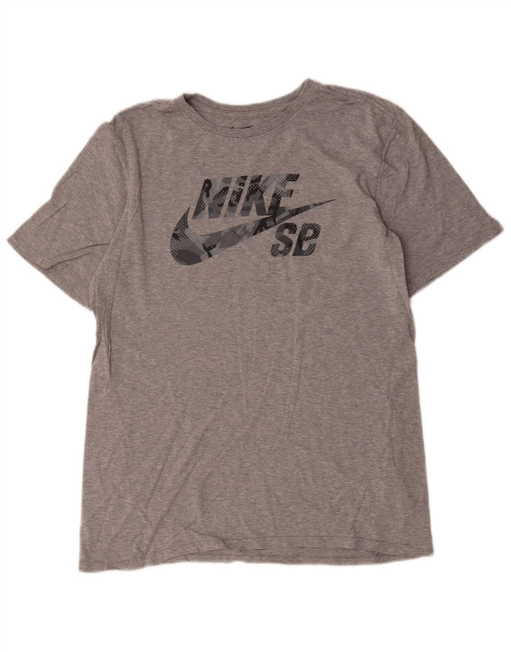 Nike Herren Athletic Cut Graphic T-Shirt-Oberteil aus mittelgrauer Baumwolle