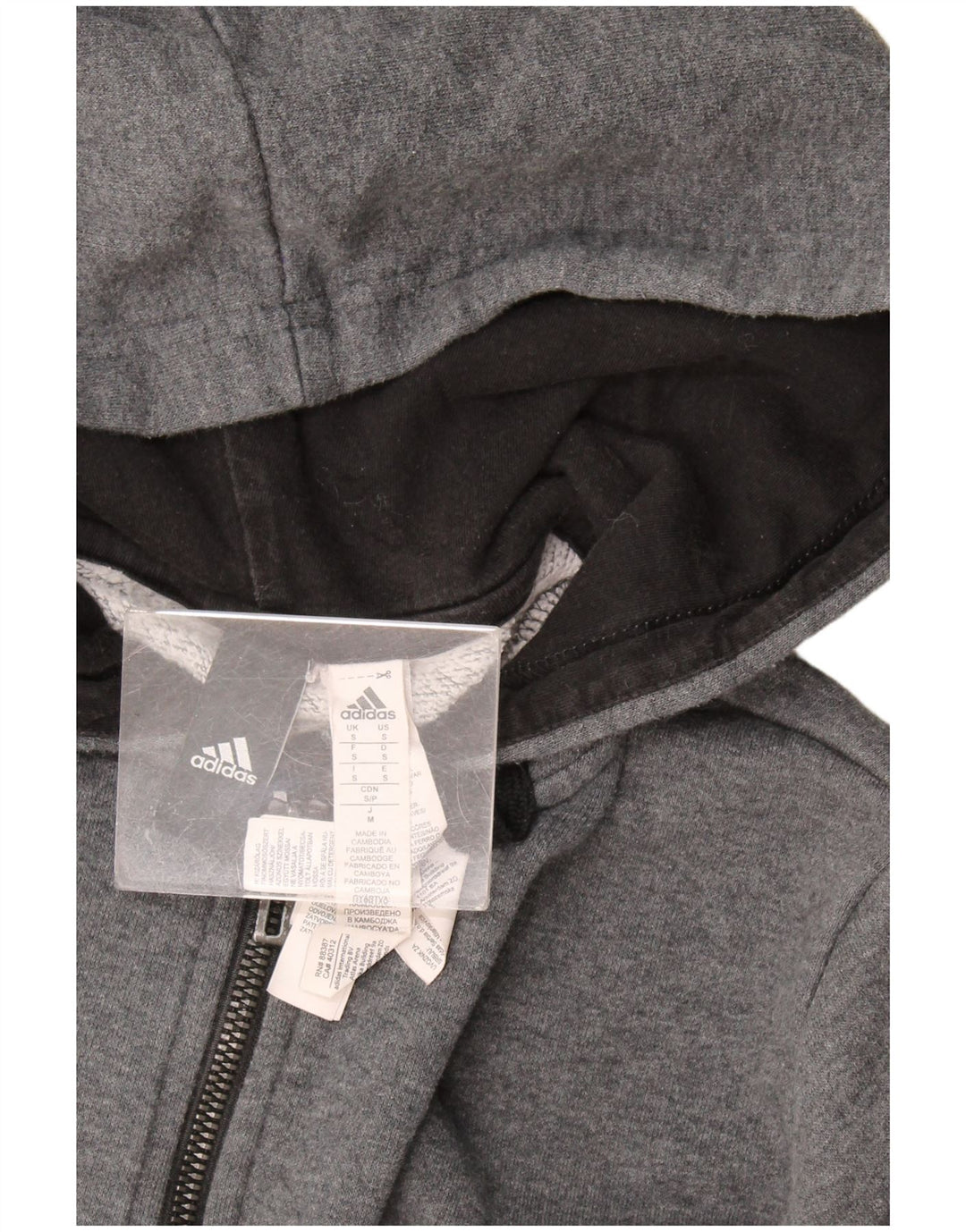 Adidas Herren Zip Hoodie Pullover Kleine graue Baumwolle