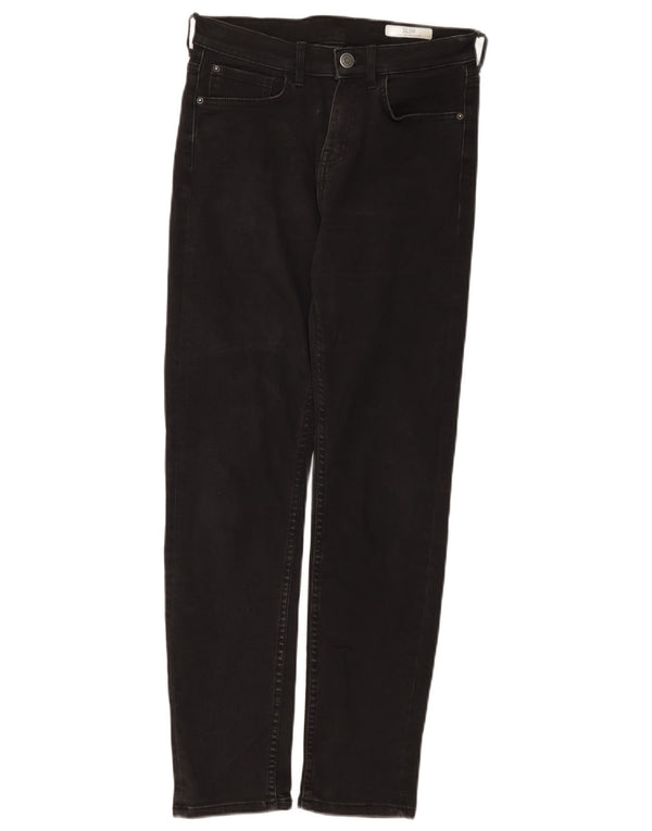 Marks & Spencer Damen Slim Jeans UK 10 Small W28 L28 Schwarze Baumwolle