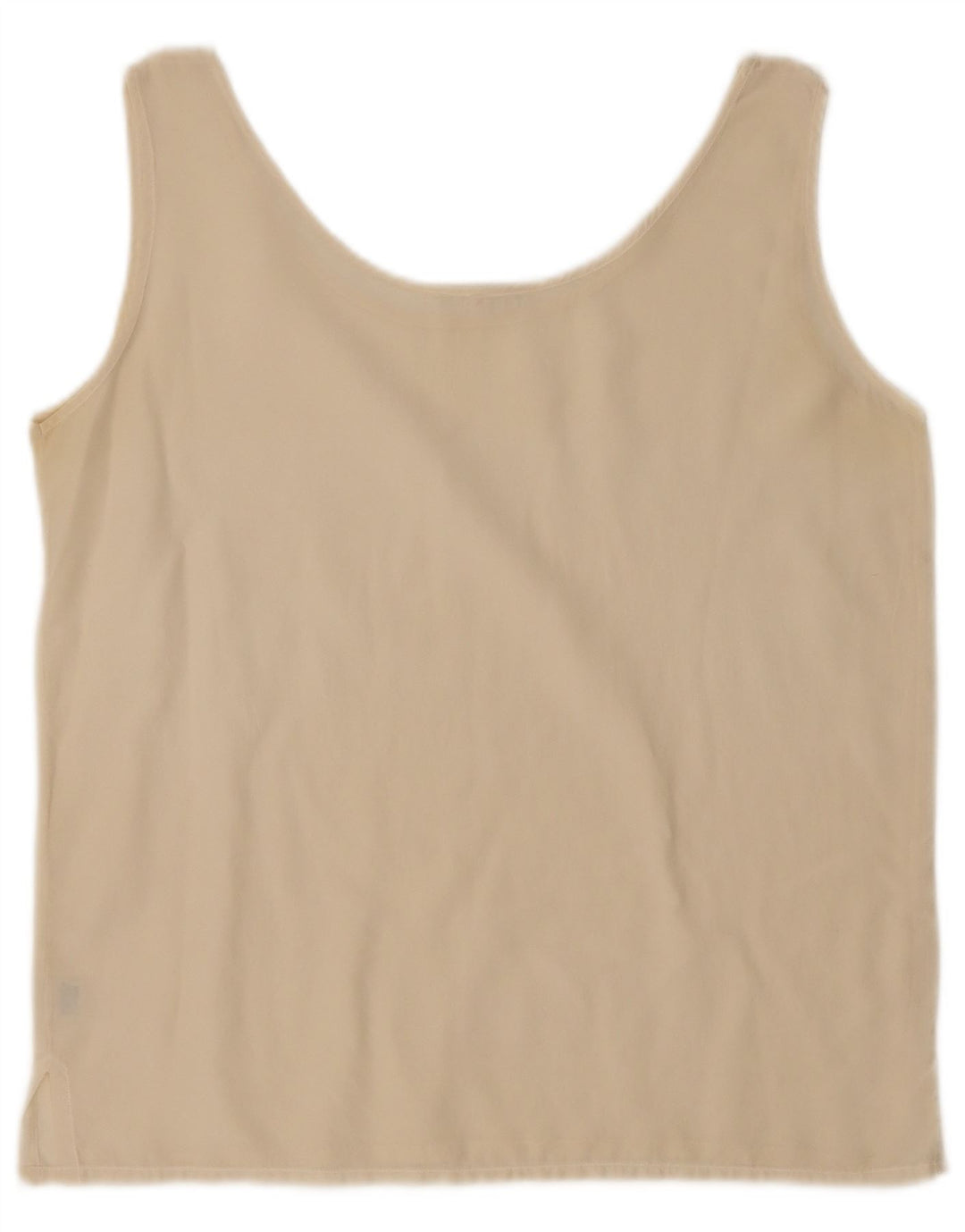 Vintage Damen Crop Weste Top UK 14 Mittelbeige Seide