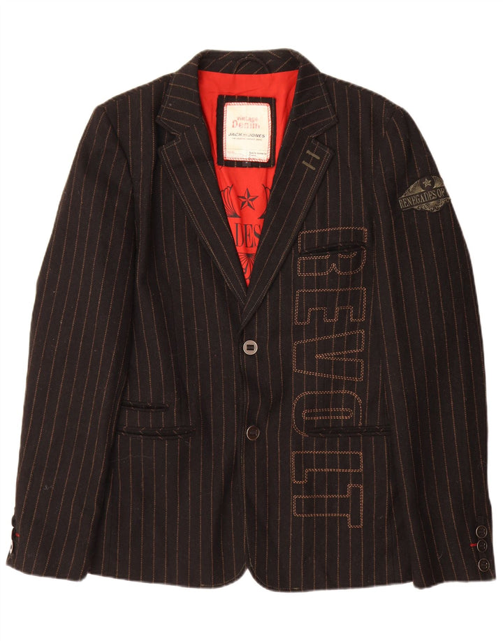 Jack & Jones Herren-Blazer mit Grafik, UK 38, mittlerer schwarzer Nadelstreifen