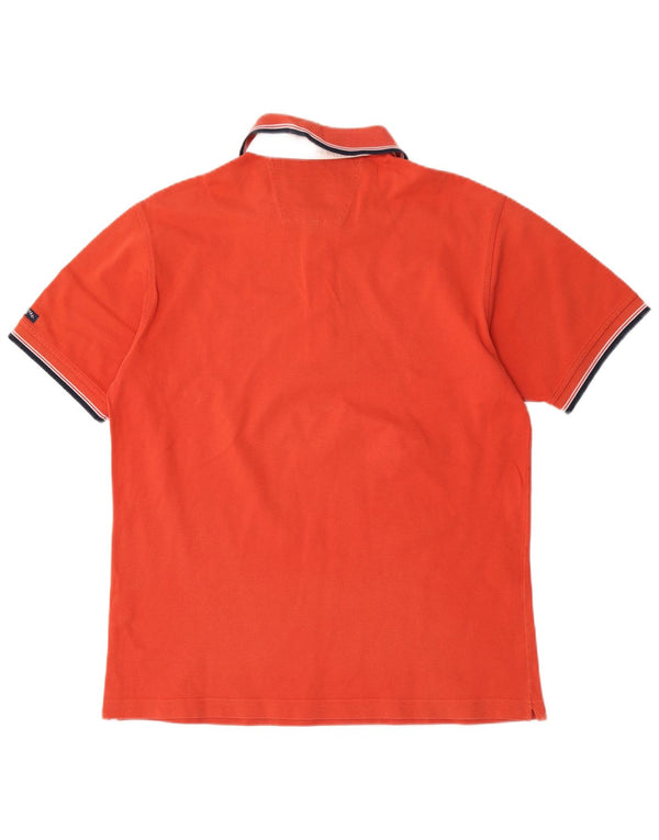 Navigare Herren-Poloshirt XL, orange gestreift, Baumwolle