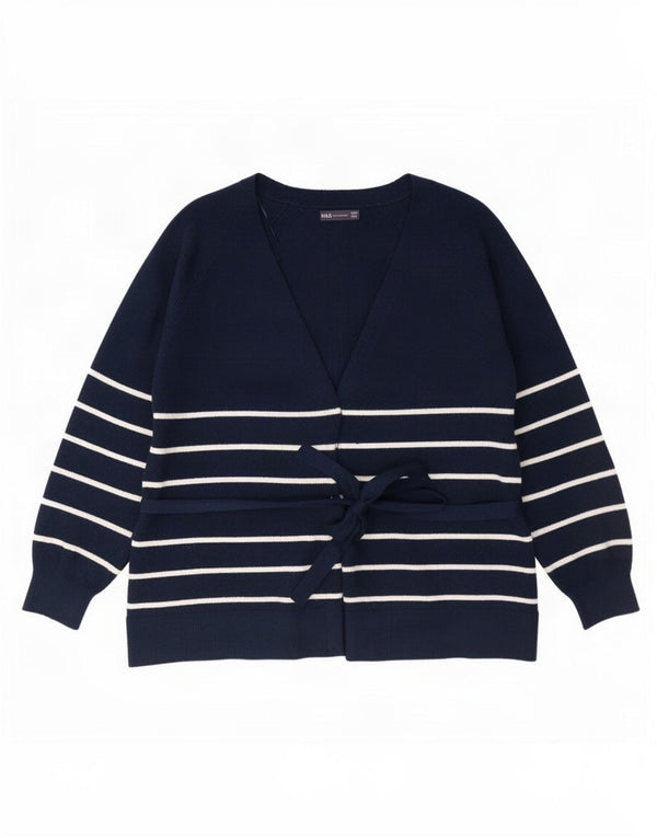 Marks & Spencer Damen-Cardigan-Pullover UK 16 Large Marineblau gestreift